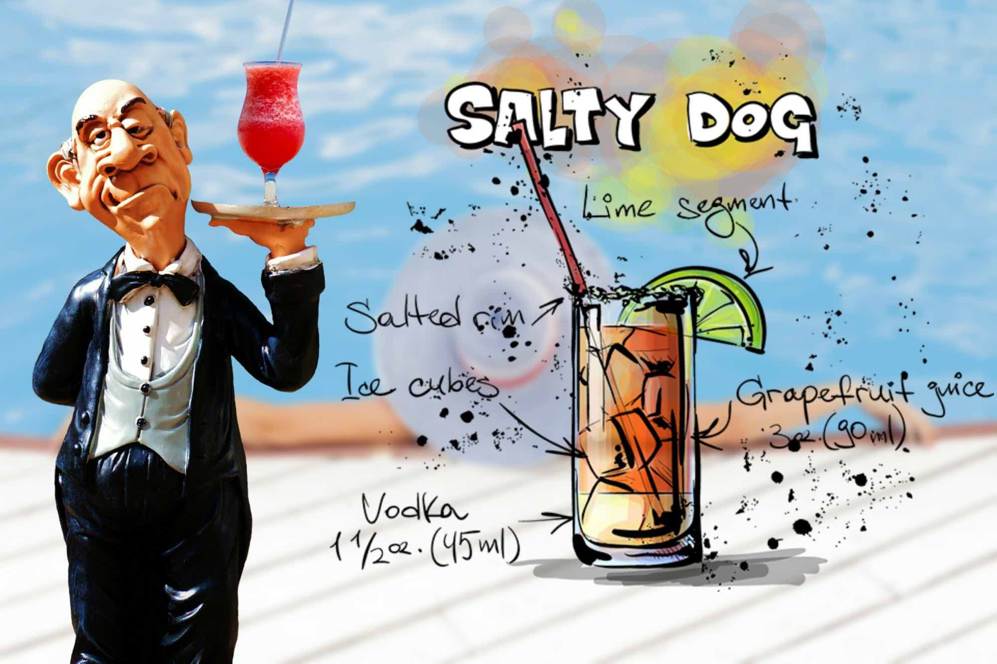Ein Kellnerin bringt den Gästen Drinks auf einem Sommerfest